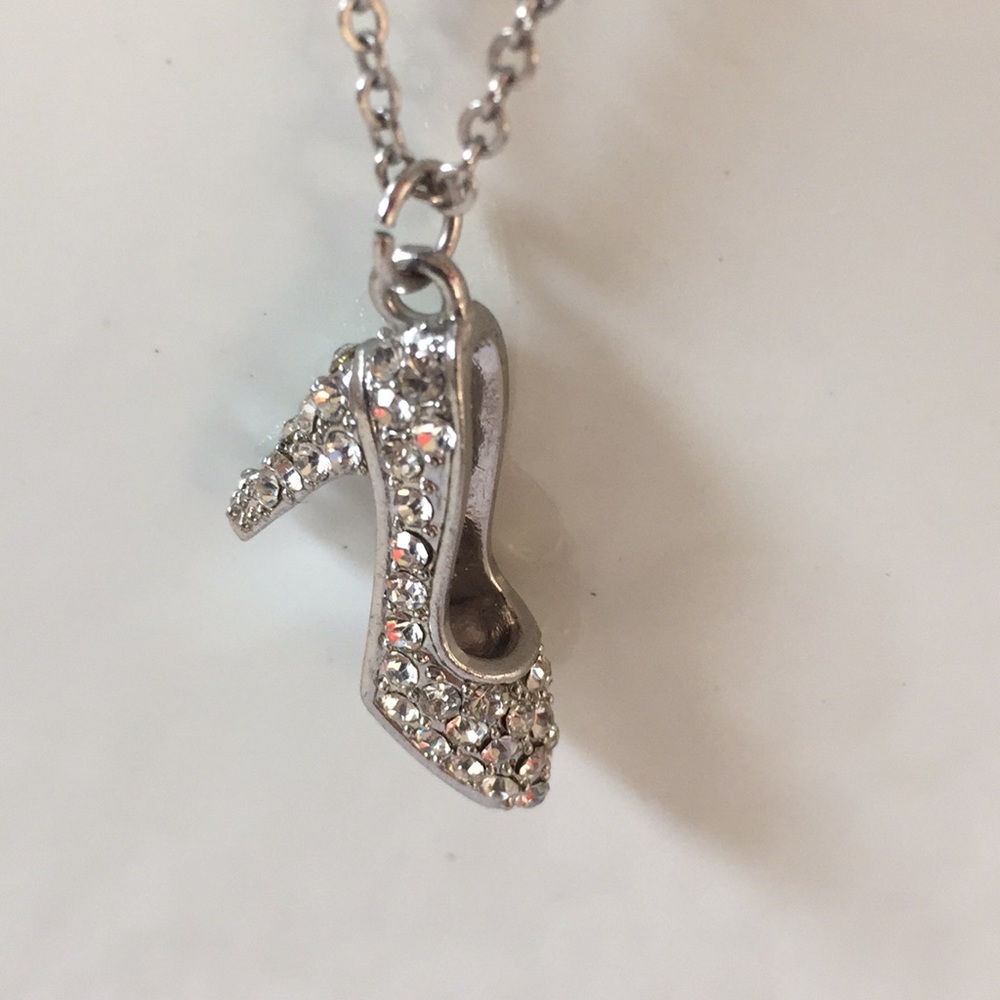 Silver Rhinestone Stiletto/High Heel Necklace